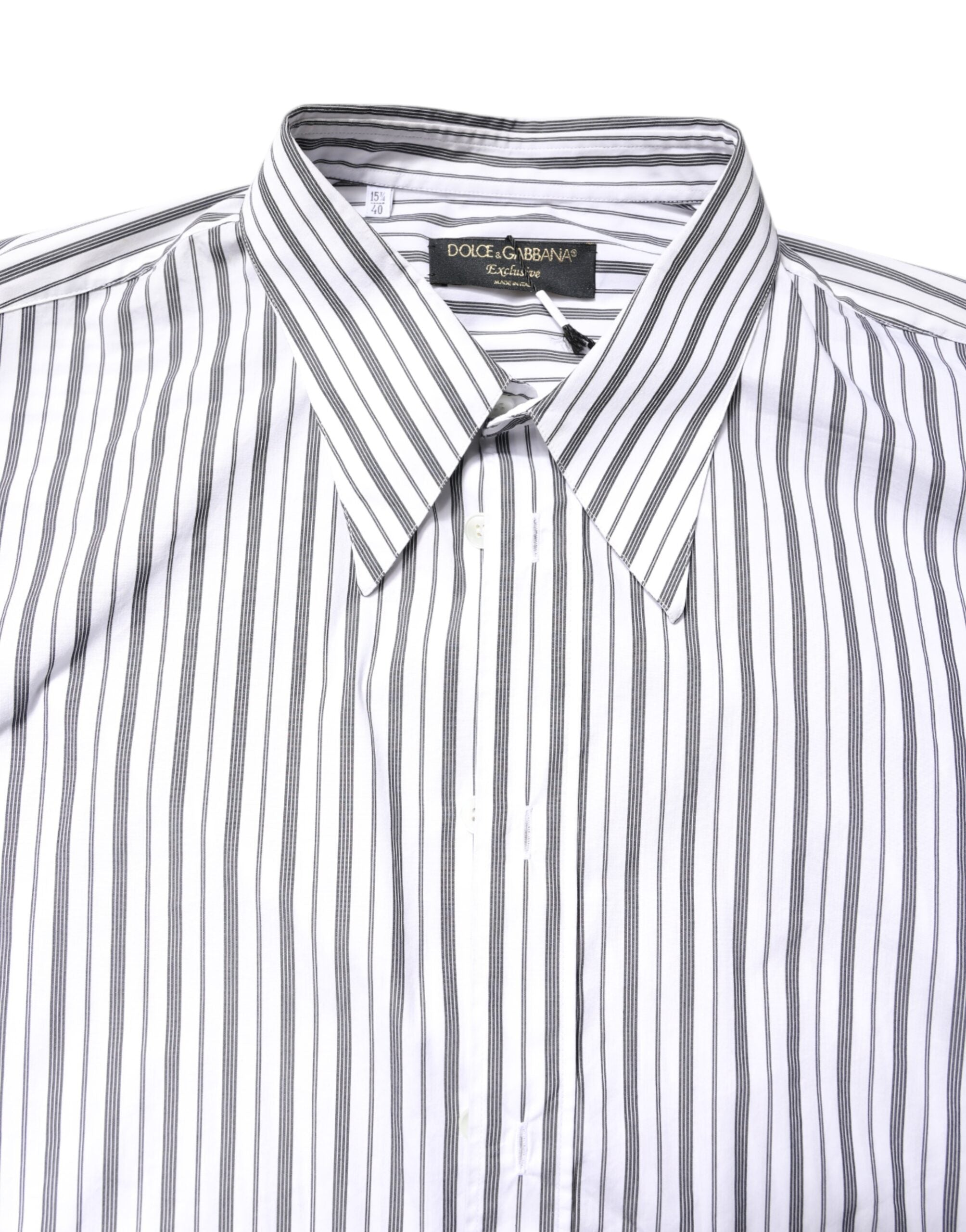 Dolce & Gabbana white and black striped button-down casual shirt